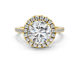 Yellow gold Round Halo Pavé Diamond Engagement Ring with Four-Prong Setting_3
