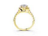 Yellow gold Round Halo Pavé Diamond Engagement Ring with Four-Prong Setting_32