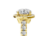 Yellow gold Round Halo Pavé Diamond Engagement Ring with Four-Prong Setting_34