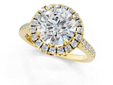 Yellow gold Round Halo Pavé Diamond Engagement Ring with Four-Prong Setting_4