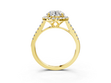 Yellow gold Round Halo Pavé Diamond Engagement Ring with Four-Prong Setting_6
