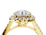 Yellow gold Round Halo Pavé Diamond Engagement Ring with Four-Prong Setting_7