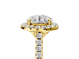 Yellow gold Round Halo Pavé Diamond Engagement Ring with Four-Prong Setting_8