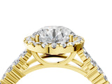 Yellow gold Round Halo Pavé Diamond Engagement Ring with Split Shank and Four-Prong Setting_10