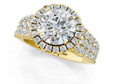 Yellow gold Round Halo Pavé Diamond Engagement Ring with Split Shank and Four-Prong Setting_7