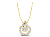 Yellow gold Round Halo Pavé Diamond Pendant with Four-Prong Setting_10