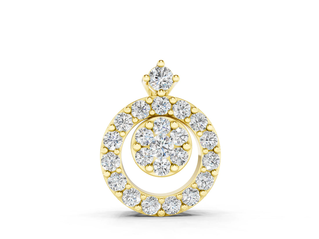 Yellow gold Round Halo Pavé Diamond Pendant with Four-Prong Setting_9