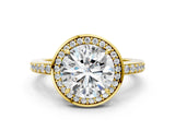 Yellow gold Round Halo Pave Band Solitaire Ring with Prong Setting_68