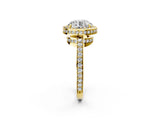 Yellow gold Round Halo Pave Band Solitaire Ring with Prong Setting_70