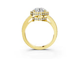 Yellow gold Round Halo Pave Band Solitaire Ring with Prong Setting_71