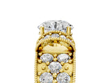Yellow gold Round Halo Pave Diamond Engagement Ring with Milgrain Detailing_58