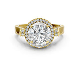 Yellow gold Round Halo Pave Split Shank Prong Setting Ring_30