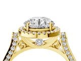 Yellow gold Round Halo Pave Split Shank Prong Setting Ring_34