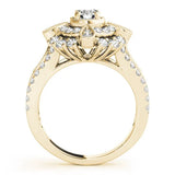 Yellow gold Round Halo Pear Cluster Split Shank Prong Setting Ring 2