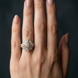 Yellow gold Round Halo Pear Cluster Split Shank Prong Setting Ring_13