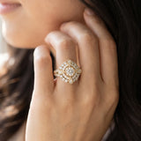 Yellow gold Round Halo Pear Cluster Split Shank Prong Setting Ring_15