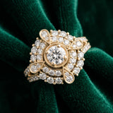 Yellow gold Round Halo Pear Cluster Split Shank Prong Setting Ring_16