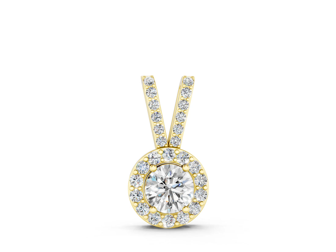 Yellow gold Round Halo Pendant with Prong Setting_4