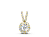 Yellow gold Round Halo Pendant with Prong Setting_4