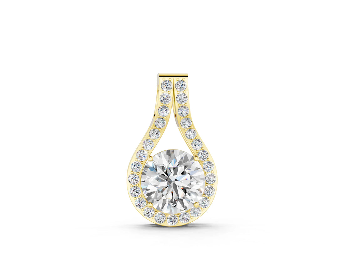 Yellow gold Round Halo Prong-Set Pendant_3