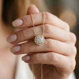Yellow gold Round Halo Prong Set Pendant_31