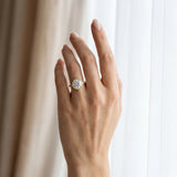 Yellow gold Round Halo Solitaire Diamond Ring with Pave Band and Bezel Setting_12