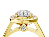 Yellow gold Round Halo Solitaire Diamond Ring with Pave Band and Bezel Setting_56
