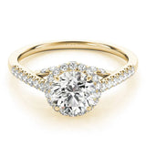 Yellow gold Round Halo Split Shank Diamond Engagement Ring 1