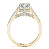 Yellow gold Round Halo Split Shank Diamond Engagement Ring 2