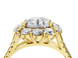Yellow gold Round Halo Split Shank Diamond Engagement Ring with Pave Band and Four-Prong Setting_62