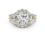 Yellow gold Round Halo Split Shank Diamond Engagement Ring with Prong Setting_24