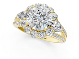 Yellow gold Round Halo Split Shank Diamond Engagement Ring with Prong Setting_25