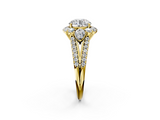 Yellow gold Round Halo Split Shank Diamond Engagement Ring with Prong Setting_26