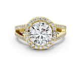 Yellow gold Round Halo Split Shank Diamond Ring with Four-Prong Setting_36