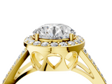 Yellow gold Round Halo Split Shank Diamond Ring with Four-Prong Setting_40