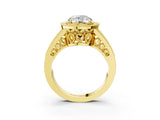 Yellow gold Round Halo Split Shank Diamond Ring with Milgrain Prong Setting_9