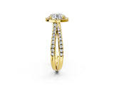 Yellow gold Round Halo Split Shank Diamond Ring with Pavé Setting_31