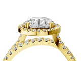 Yellow gold Round Halo Split Shank Diamond Ring with Pavé Setting_33