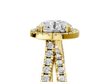 Yellow gold Round Halo Split Shank Diamond Ring with Pavé Setting_34