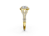 Yellow gold Round Halo Split Shank Diamond Ring with Prong Setting_22