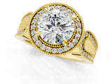 Yellow gold Round Halo Split Shank Milgrain Diamond Ring_27