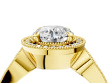 Yellow gold Round Halo Split Shank Milgrain Diamond Ring_30