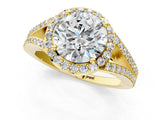 Yellow gold Round Halo Split Shank Pave Diamond Ring with Four-Prong Setting_50