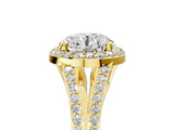 Yellow gold Round Halo Split Shank Pave Diamond Ring with Four-Prong Setting_54
