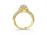 Yellow gold Round Halo Split Shank Pave Diamond Ring with Petal Prong Setting_27