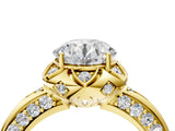 Yellow gold Round Halo Split Shank Pave Diamond Ring with Petal Prong Setting_28