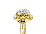 Yellow gold Round Halo Split Shank Pave Diamond Ring with Petal Prong Setting_29