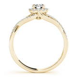 Yellow gold Round Halo Twist Band Prong Set Ring 2