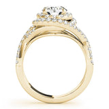 Yellow gold Round Halo Twist Band Prong Setting Ring 2