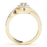 Yellow gold Round Halo Twist Band Solitaire Prong Setting 2